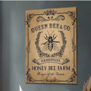 Canvas Print Queen Bee & Co. Wildflowers Honey Bee Farm Rustic Print Farm Life